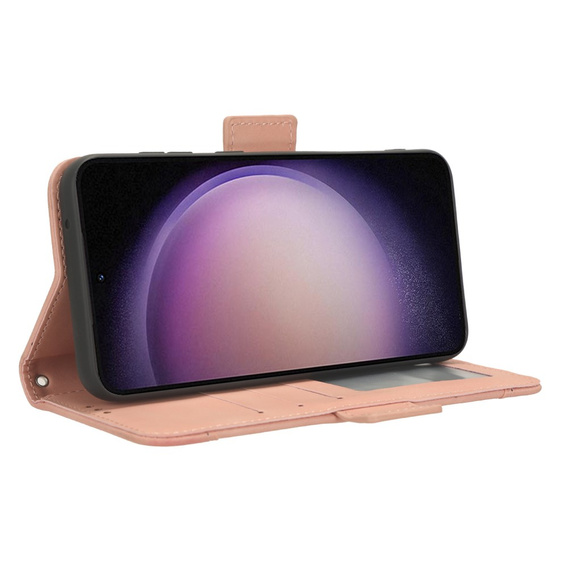 Etui z klapką do Samsung Galaxy S23 FE, Card Slot, różowe