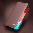 Etui z klapką do iPhone 17 Pro Max, QIALINO skórzane portfelowe - brązowe