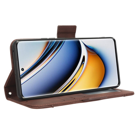 Etui z klapką do Realme 11 Pro 5G / Pro+ 5G, Card Slot, brązowe