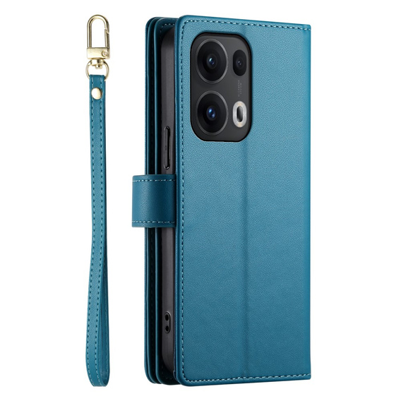 Etui z klapką do Oppo Reno 13 Pro 5G, Wallet Zipper Pocket, niebieskie