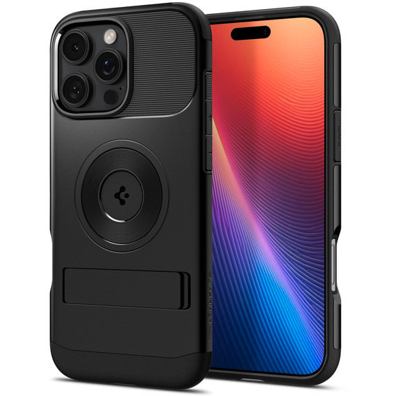 Etui Spigen do iPhone 16 Pro Slim Armor MagSafe, Czarne + Szkło Hartowane 9H