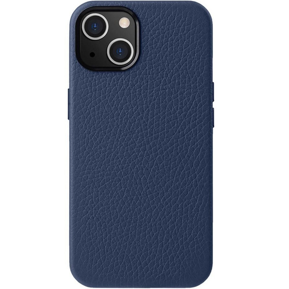 Etui MELKCO do iPhone 15 Plus, skórzane do MagSafe, granatowe