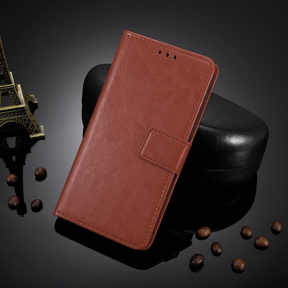 Etui z klapką Crazy Horse Wallet do Motorola Edge 60 Pro – eleganckie i ochronne, brązowe