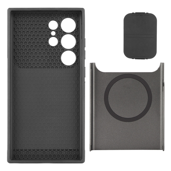 Pancerne etui do MagSafe na Galaxy S24 Ultra, ERBORD MagProtect Cam Slider, szare gunmetal