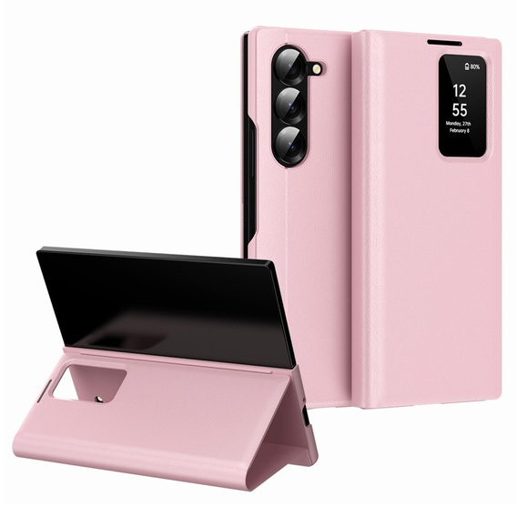 Etui z klapką do Samsung Z Fold5 5G, Smart View Wallet, różowe