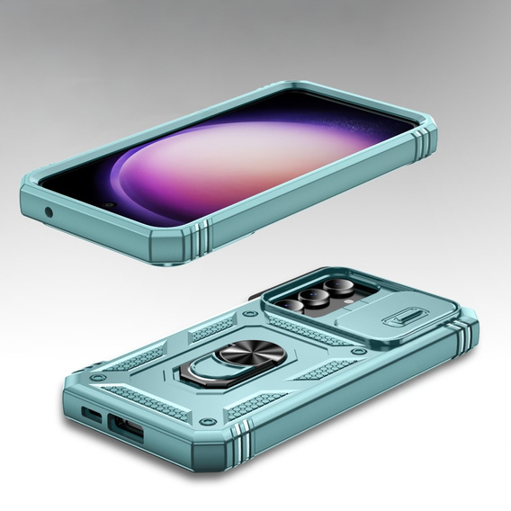 Etui pancerne do Samsung Galaxy S23 FE, CamShield Slide, zielone