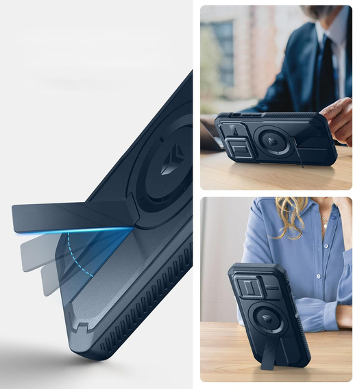 Dexnor Magnet Case – etui do iPhone 14 Pro z osłoną aparatu i podstawką - niebieskie