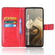 Etui z klapką Crazy Horse Wallet do Motorola Edge 60 Pro – eleganckie i ochronne, czerwone