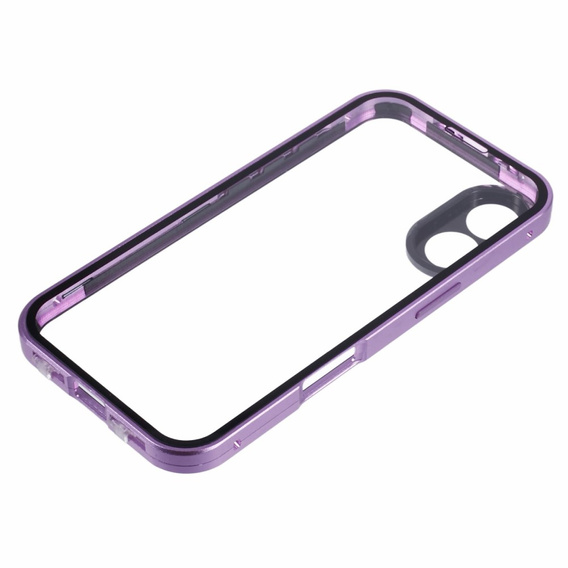 Etui do iPhone 16, Magnetic Dual Glass, fioletowe