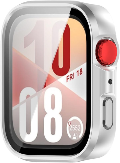 2w1 Etui z twardą ramką i szkłem hartowanym do Huawei Watch Fit 4 - srebrne