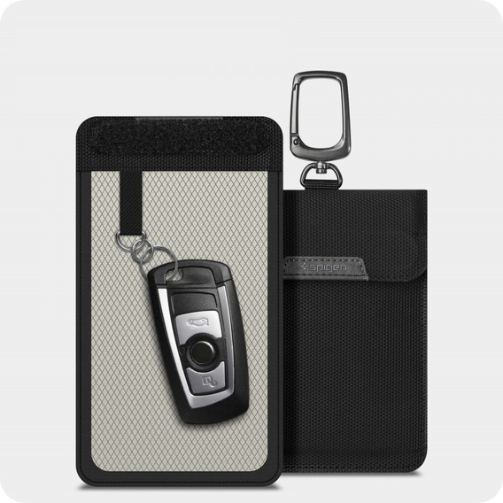 Spigen Etui pionowe Klatka Faradaya na kluczyk, kartę płatniczą, Black