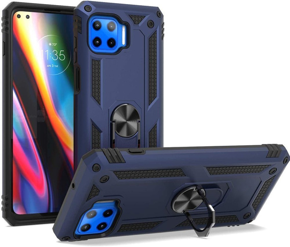 Etui pancerne do Motorola Moto G 5G Plus, Nox Case Ring, niebieskie