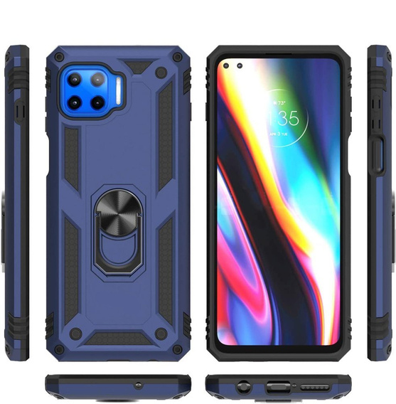 Etui pancerne do Motorola Moto G 5G Plus, Nox Case Ring, niebieskie