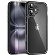 Etui do iPhone 16, ERBORD Hybrid, przezroczyste / czarne + 2x Szkło na ekran + 2x Szkło na aparat