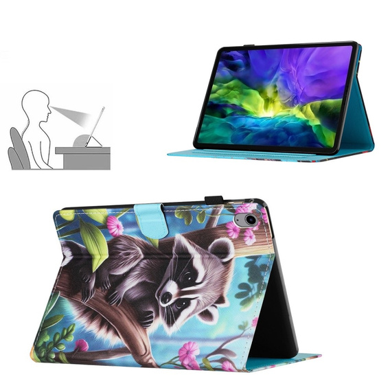 Etui do iPad 11" 2025 A16 (11 gen.) / iPad 10.9" 2022 (10 gen.), z klapką, raccoon