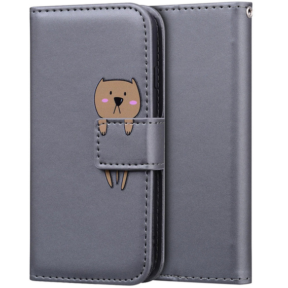 Etui Wallet do Huawei P Smart 2019, Teddy, Grey