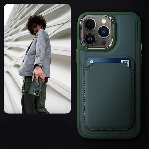 Etui do iPhone 14 Pro Max, Skin-touch MagSafe, zielone