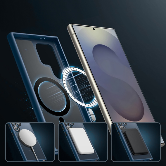 Etui do Samsung Galaxy S25 Ultra, do MagSafe, ERBORD Matt Case, niebieskie + Szkło na ekran