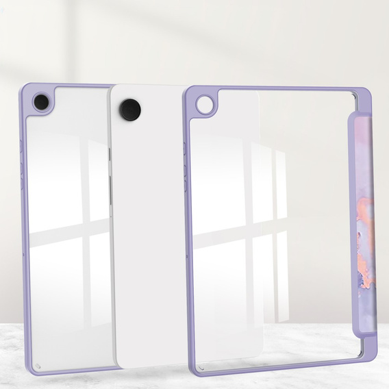 Etui Smartcase Hybrid do Samsung Galaxy Tab A9+, z miejscem na rysik – fioletowe Marble