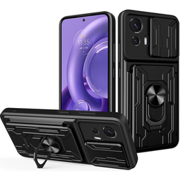 Etui pancerne do Motorola Edge 30 Neo 5G, Camera Slide Card Slot, czarne