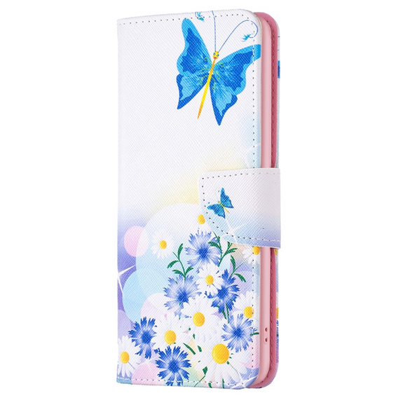Etui z klapką do Oppo A38 4G / Oppo A18 4G, Wallet, Butterfly & Flowers białe