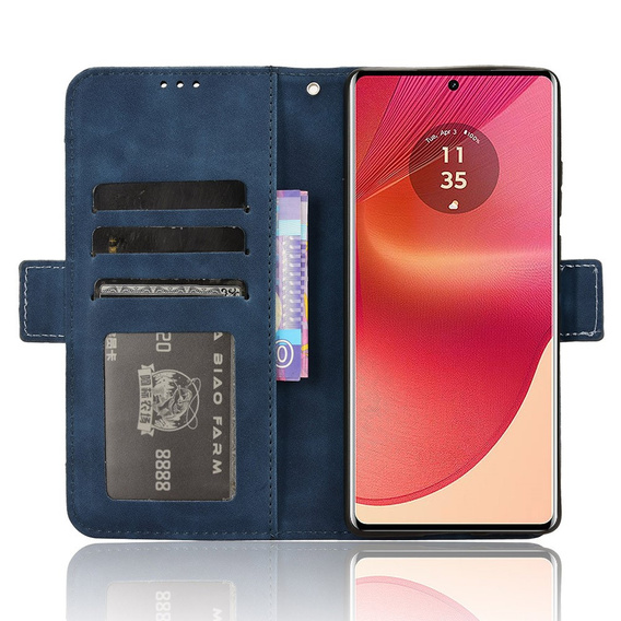 Etui z klapką do Motorola Edge 50 Fusion 5G, Card Slot, granatowe