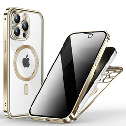 Etui do iPhone 15 Pro, Privacy Dual Glass, do MagSafe, złote