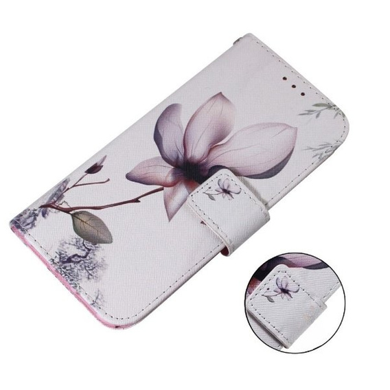 Etui z klapką do Oppo A17, Wallet, Flower białe