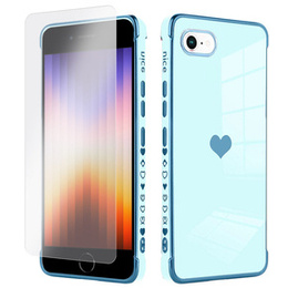 Zestaw Etui do iPhone 7/8/SE 2020/SE 2022, Electro heart, Niebieskie + Szkło