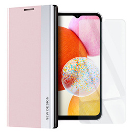 Zestaw Etui do Samsung Galaxy A14 4G/5G, Side Magnetic z klapką, Różowe + Szkło