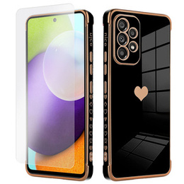 Zestaw Etui do Samsung Galaxy A52/A52S, Electro heart, Czarne + Szkło