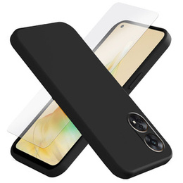 Zestaw Etui silikonowe do Oppo Reno8 T, Silicone Lite, Czarne + szkło