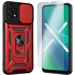 Zestaw Etui pancerne do Samsung Galaxy A33 5G, Nox Camera Slide, czerwone + Szkło