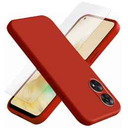 Zestaw Etui silikonowe do Oppo Reno8 T, Silicone Lite, Czerwone + szkło