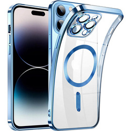 Zestaw Etui do iPhone 14 Pro Max, MagSafe Hybrid, niebieskie + Szkło