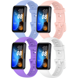 4x Pasek Silikonowy do Huawei Band 8 / Huawei Band 9 / Huawei Band 10, Różowy, Niebieski, Fioletowy, Biały