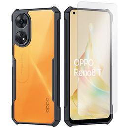 Zestaw Etui do Oppo Reno8 T, AntiDrop Hybrid przezroczyste z czarną ramką + Szkło