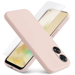 Zestaw Etui silikonowe do Oppo Reno8 T, Silicone Lite, Różowe + szkło